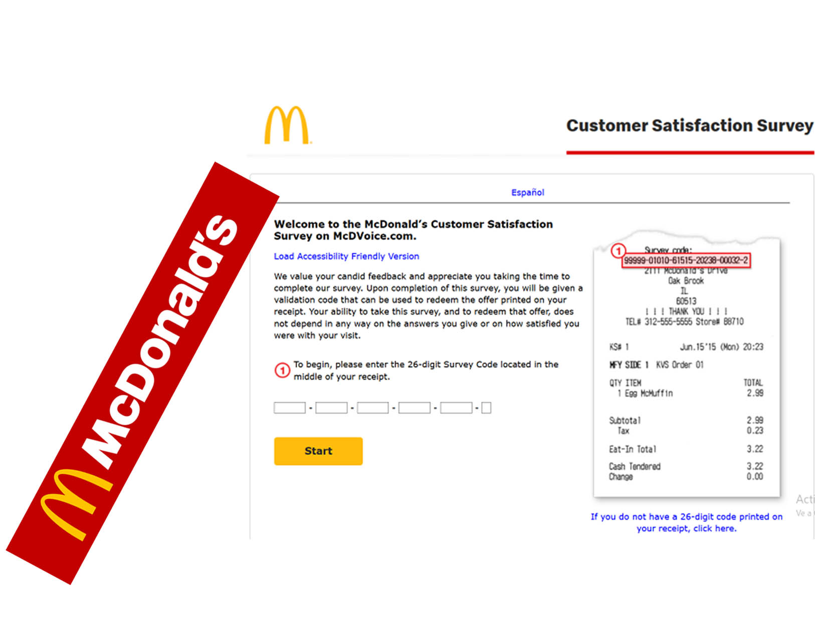 www.mcdvoice.com Survey with Customer Receipt 